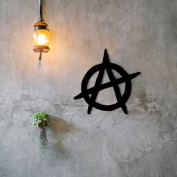 Anarchy Logo Wood Wall Art, Geometric Rebellious & Punk Decor Sign, 3D Wooden Anarchist Symbol Anarcho-Capitalism Ancap Hanging - thumbnail 2