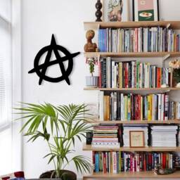 Anarchy Logo Wood Wall Art, Geometric Rebellious & Punk Decor Sign, 3D Wooden Anarchist Symbol Anarcho-Capitalism Ancap Hanging - thumbnail 3