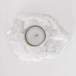 White Quartz Cluster T-Light Holder. Nature Candle - thumbnail 2