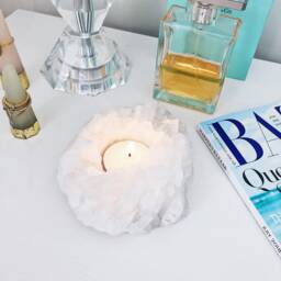 White Quartz Cluster T-Light Holder. Nature Candle - thumbnail 1