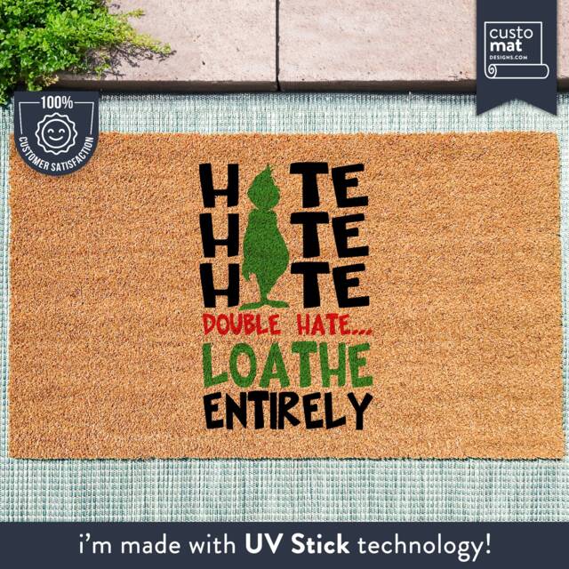 Hate Double Loathe Entirely - Grinch Doormat Christmas Seasonal Decor Decorations Holiday Rug - image 1