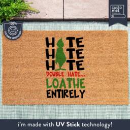 Hate Double Loathe Entirely - Grinch Doormat Christmas Seasonal Decor Decorations Holiday Rug - thumbnail 1