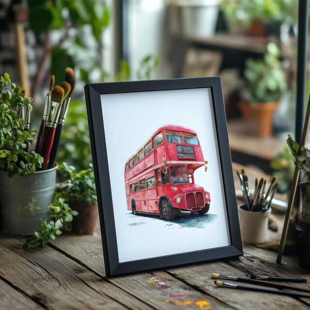 Routemaster Bus Watercolor Art Print Classic Red London Double Decker - image 1