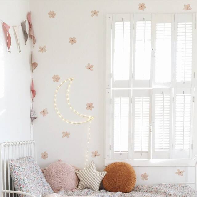 Peachy Summer Flowers Fabric Wall Stickers - Removable & Reusable - image 1