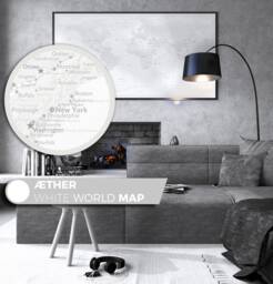 ??ther White World Map, Customizable Topographic Art Print - thumbnail 1