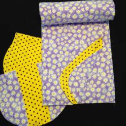 Hemstitch Daisy Flower Receiving Blanket & 2 Burp Cloths, Crochet Baby Flannel, Purple Lavender Yellow, Polka Dot, Reversible Double Sided - thumbnail 4
