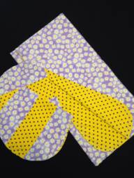 Hemstitch Daisy Flower Receiving Blanket & 2 Burp Cloths, Crochet Baby Flannel, Purple Lavender Yellow, Polka Dot, Reversible Double Sided
