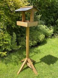Wooden Bird Table Slate Roof Wild Garden Birds Feeding Station Feeder Ready Made - thumbnail 1