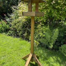 Wooden Bird Table Slate Roof Wild Garden Birds Feeding Station Feeder Ready Made - thumbnail 4