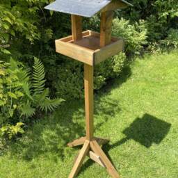 Wooden Bird Table Slate Roof Wild Garden Birds Feeding Station Feeder Ready Made - thumbnail 2