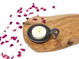 6Th Anniversary Gift Sculpted Iron Candle Holder With Curved Handle - thumbnail 1
