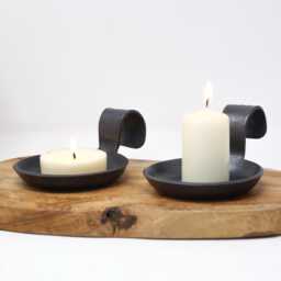6Th Anniversary Gift Sculpted Iron Candle Holder With Curved Handle - thumbnail 3