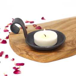 6Th Anniversary Gift Sculpted Iron Candle Holder With Curved Handle - thumbnail 2