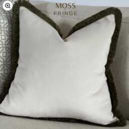 Ivory Velvet Cushion Cove With Customisable Black Fringe Custom Size + Trim Colour - thumbnail 4