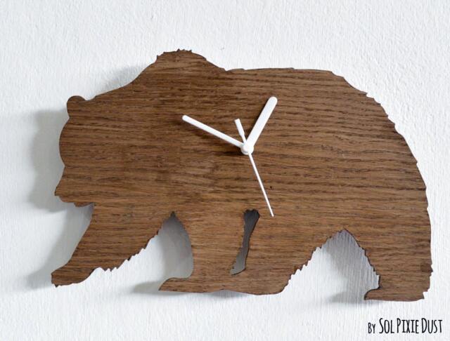 Bear Silhouette - Wooden Wall Clock - image 1