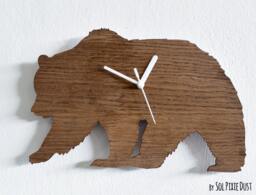 Bear Silhouette - Wooden Wall Clock - thumbnail 1