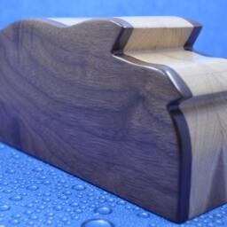Box Jewelry Keepsake Collectible - Unique Dolphin Sculpted Walnut Hickory Ebony Wood Ring Earrings Necklace Decoration, Gone Fishing - thumbnail 3