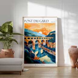 Pont Du Gard Travel Poster French Aqueduct Art Print - thumbnail 2