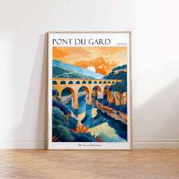 Pont Du Gard Travel Poster French Aqueduct Art Print - thumbnail 3