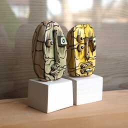 Mini Ceramic Art, Family Portrait Shelf Desk Sculpture, Gift For The Couple, Head Couple Gift, 99Heads - thumbnail 2