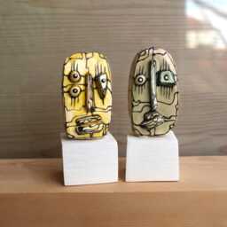 Mini Ceramic Art, Family Portrait Shelf Desk Sculpture, Gift For The Couple, Head Couple Gift, 99Heads - thumbnail 3