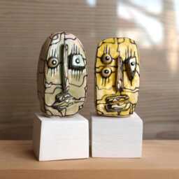 Mini Ceramic Art, Family Portrait Shelf Desk Sculpture, Gift For The Couple, Head Couple Gift, 99Heads - thumbnail 4