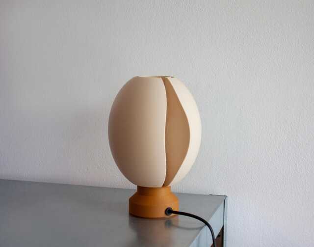 Coffee Bean Night Lamp Cream White, Minimalist Art Decor - image 1