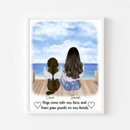 Personalised Dog & Owner Print, Dog Portrait, Dog Print, New Gift, Dog Memorial Print, Personalised Pet Gift - thumbnail 1