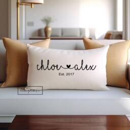 Personalised Cushion Pillow Wedding Engagement Anniversary Valentine Love Gift ~ Oblong Shape - thumbnail 1