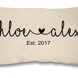 Personalised Cushion Pillow Wedding Engagement Anniversary Valentine Love Gift ~ Oblong Shape - thumbnail 3