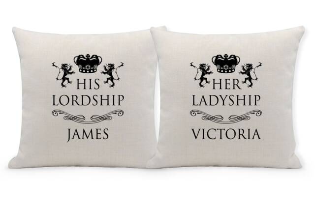 Personalised His Lordship & Her Ladyship Cushion Cover, Home Decor, Housewarming, Anniversary - image 1