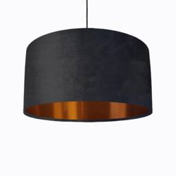 Black Lampshade in Velvet With Copper Lining - thumbnail 1