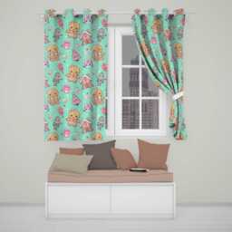 Cute Gingerbread Candy House Sweets Green Background Seamless Pattern Readymade Eyelet Ring Top Thermal 100% Blackout Curtains - thumbnail 1