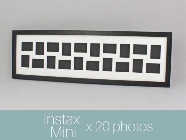 Instax Mini Multi Aperture Wooden Photo Frame. Holds Twenty Instax Sized Photos, With Mixed Layout. 20x70cm. Shows Only - Not Border - image 1