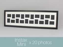 Instax Mini Multi Aperture Wooden Photo Frame. Holds Twenty Instax Sized Photos, With Mixed Layout. 20x70cm. Shows Only - Not Border - thumbnail 1