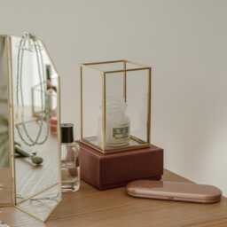 Candle Holder Glass Brass Gold Wedding Decor 4x4x6 - thumbnail 4