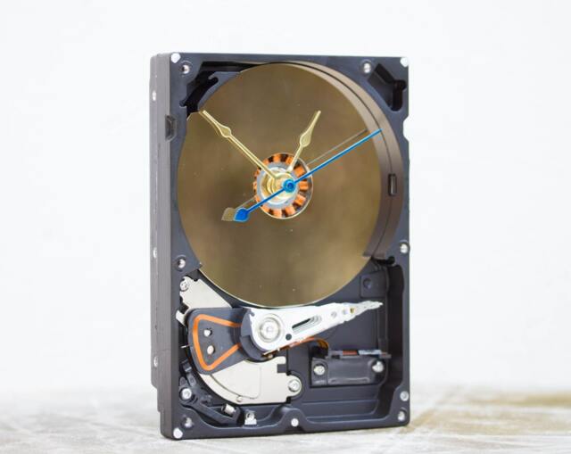 Desk Clock Made Of A Recycled Computer Hard Drive - Hdd Ready To Ship C0680 - image 1