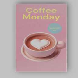 Pink Coffee Monday Heart Latte Illustration Canvas Wall Art Print Decor Picture Ready To Hang - thumbnail 1