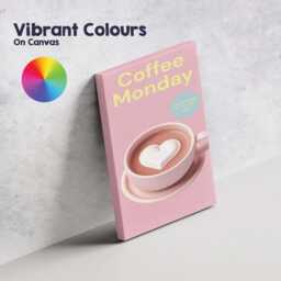 Pink Coffee Monday Heart Latte Illustration Canvas Wall Art Print Decor Picture Ready To Hang - thumbnail 4