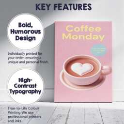 Pink Coffee Monday Heart Latte Illustration Canvas Wall Art Print Decor Picture Ready To Hang - thumbnail 2