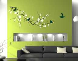 Tree Wall Decal Cherry Blossom With Birds - Vinyl Art Sticker Custom Home Decor
