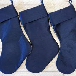 Set Of Three Blue & Cream Nativity Toile Christmas Stockings - thumbnail 2