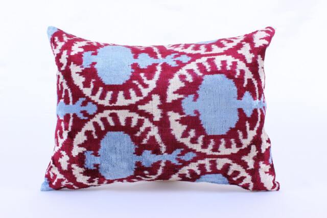 Ikat Velvet Pillow Cover, Handmade Cushion, Decorative Throw Pillow, Boho Cushion Turkish Home Decor - image 1
