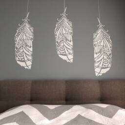 "Feather Wall Stencil Xl, Large Tribal Design, Easy Home Decor, Stencilit - 12""X40" - thumbnail 2