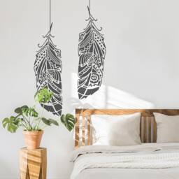 "Feather Wall Stencil Xl, Large Tribal Design, Easy Home Decor, Stencilit - 12""X40" - thumbnail 1