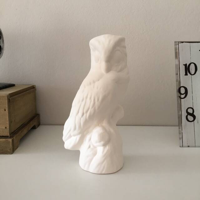 Ceramic Owl, Ready To Paint, Bisque, Unpainted Figurines, White Owl Statue, Home Decor, Gift Ideas, U-Paint, Housewarming Gift, Art - image 1