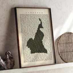 Cameroon Map - Vintage Beige Typography With City Names Travel Poster Wall Art Print - thumbnail 1