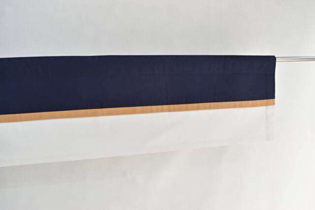 Navy White Mustard Modern Striped Valance Curtain, Colour Block Rod Pocket Valance, Kitchen Window Straight Made To Measure - image 1