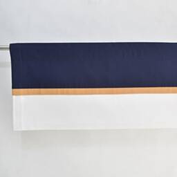 Navy White Mustard Modern Striped Valance Curtain, Colour Block Rod Pocket Valance, Kitchen Window Straight Made To Measure - thumbnail 3