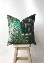 Botanical Print Pillow Cover , Green Farmhouse Decor Branch Cushion Case Leaf Couch Fern Tropical Euro Sham - thumbnail 1